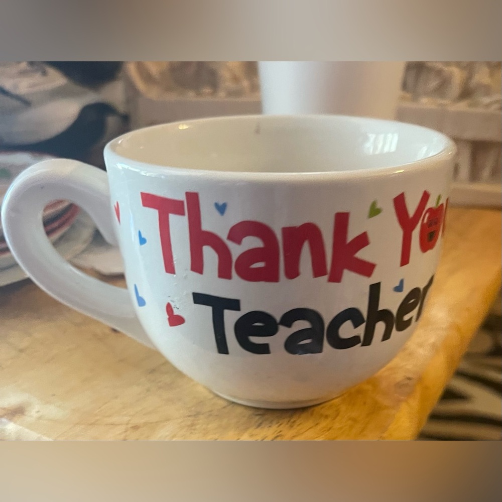 Thank You Teacher Mug Coffee Cup Tea Hot Cocoa Home Kitchen Dinnerware Serving